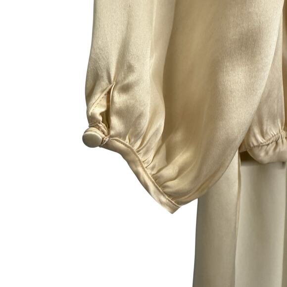Vertigo‎ Size S High Low Drape Blouse Cream 100% Silk Flowy Coastal Lagenlook - Picture 6 of 9